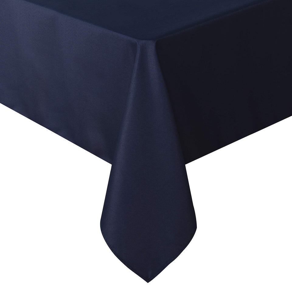Sancua navy rectangle tablecloth on dining table adds elegant protection.