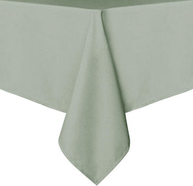 Sancua rectangle tablecloth on table in sage green for elegant dining.