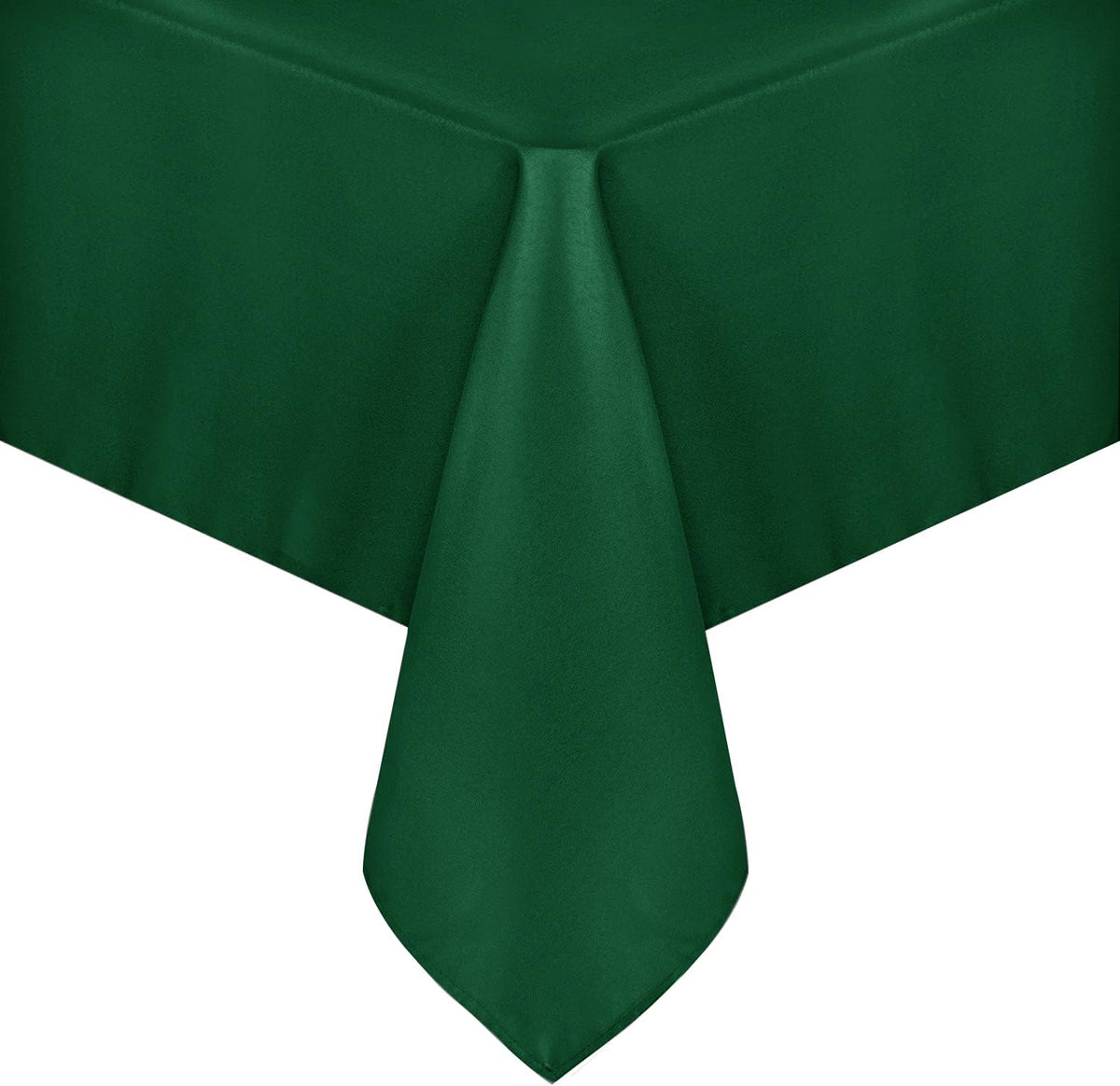 Sancua hunter green rectangle tablecloth on 60x84 inch dining setup, surface protected.