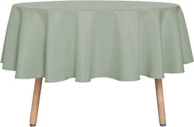 Sancua round tablecloth sage green drapes smoothly protecting a 60 inch table from spills