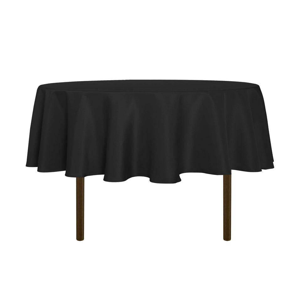 Sancua round tablecloth 70 inch on dining table showing water-resistant spill protection