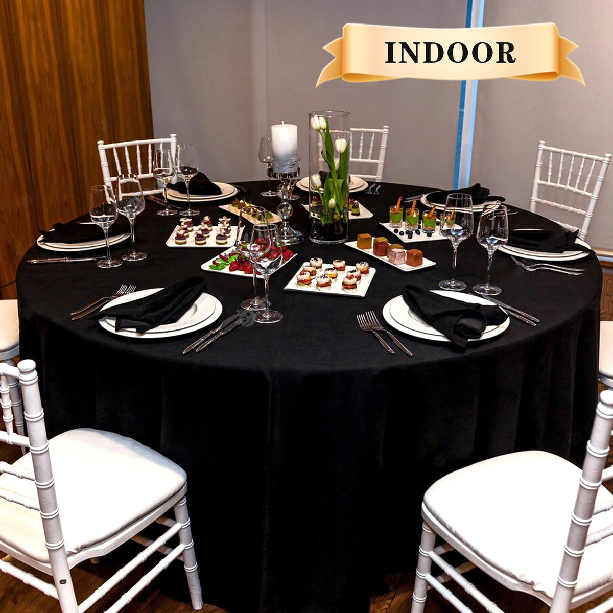 Sancua round tablecloth fabric demonstrating wrinkle resistance for neat tables.