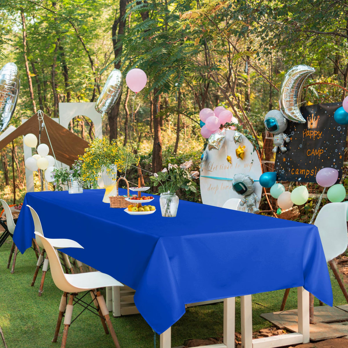 sancua Royal Blue tablecloth suitable for everyday dining and versatile layouts