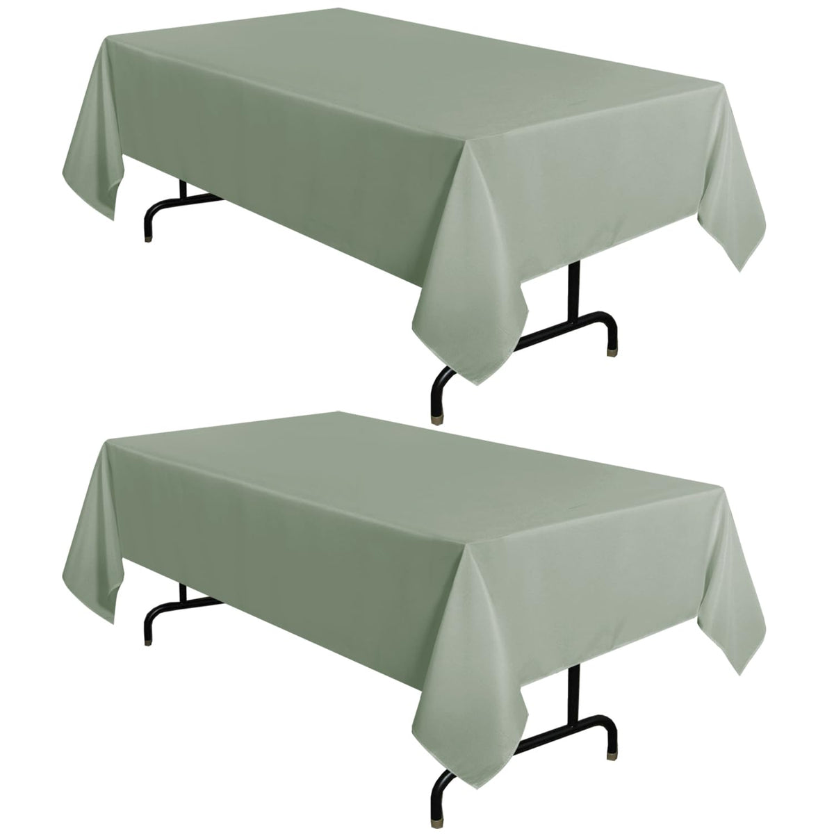 Sancua sage green tablecloth on a 6-foot dining table for elegant dining