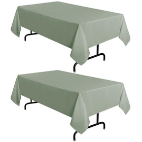Sancua sage green tablecloth on a 6-foot dining table for elegant dining