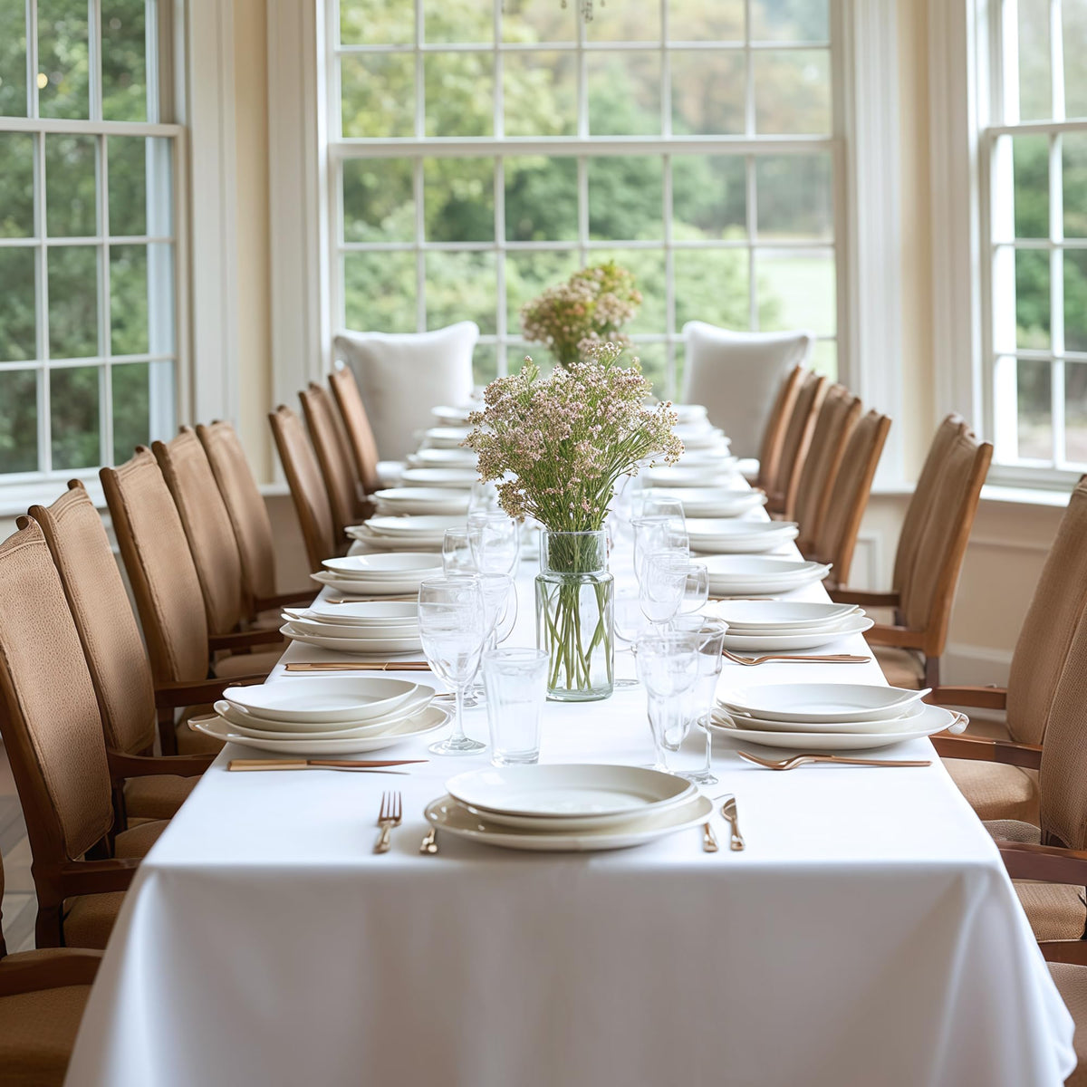 Sancua stain-resistant polyester tablecloth ready for easy cleanup