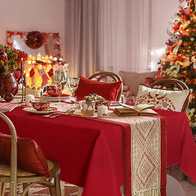 Sancua tablecloth closeup reveals durable polyester and easy-to-clean surface