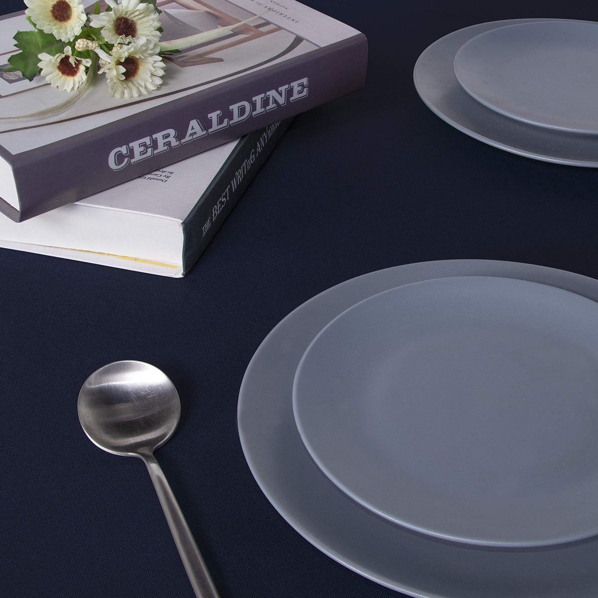 Sancua rectangle tablecloth outdoor camping scene demonstrates easy care and versatility.