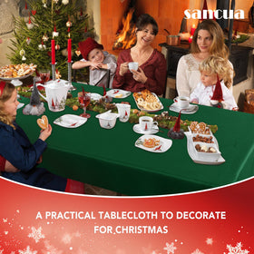 Sancua hunter green tablecloth used outdoors for picnic ambiance.