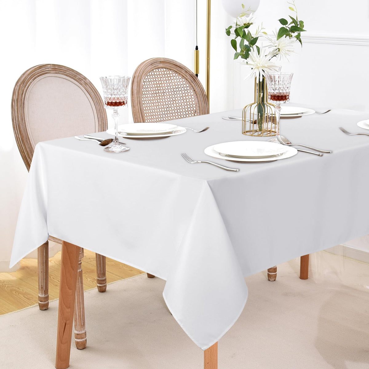 sancua wedding and banquet setup with pristine white tablecloth