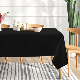 Sancua tablecloth close-up highlights durable polyester and wrinkle-free finish.
