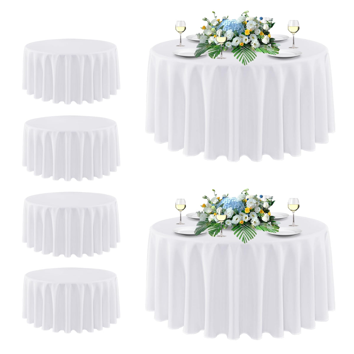 Sancua white round tablecloth on table for elegant events