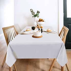 Sancua white tablecloth neatly spread on dining table for a clean look