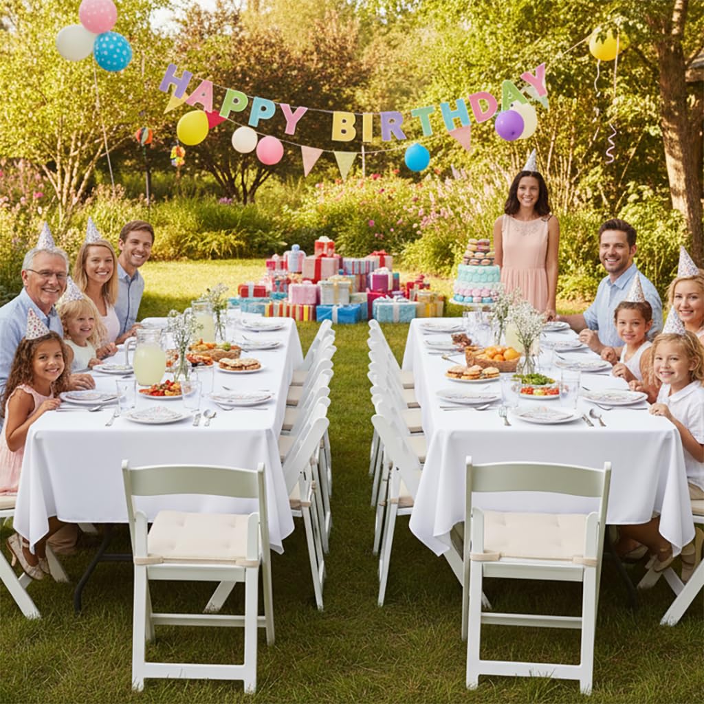 Sancua white rectangle tablecloth 54x108 stain-resistant fabric for easy cleanup
