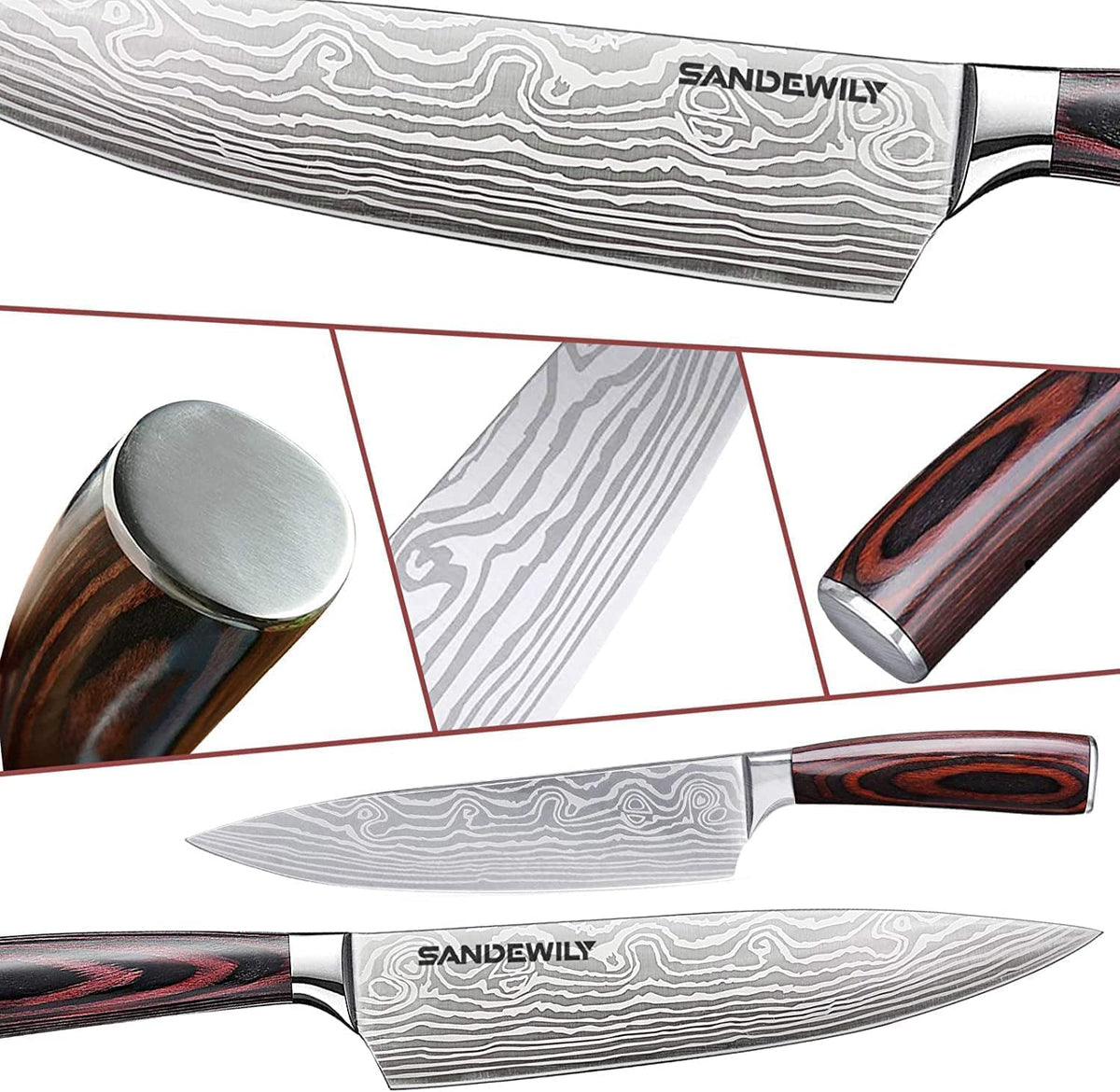 SANDEWILY 5-inch paring knife for detailed trimming and peeling.