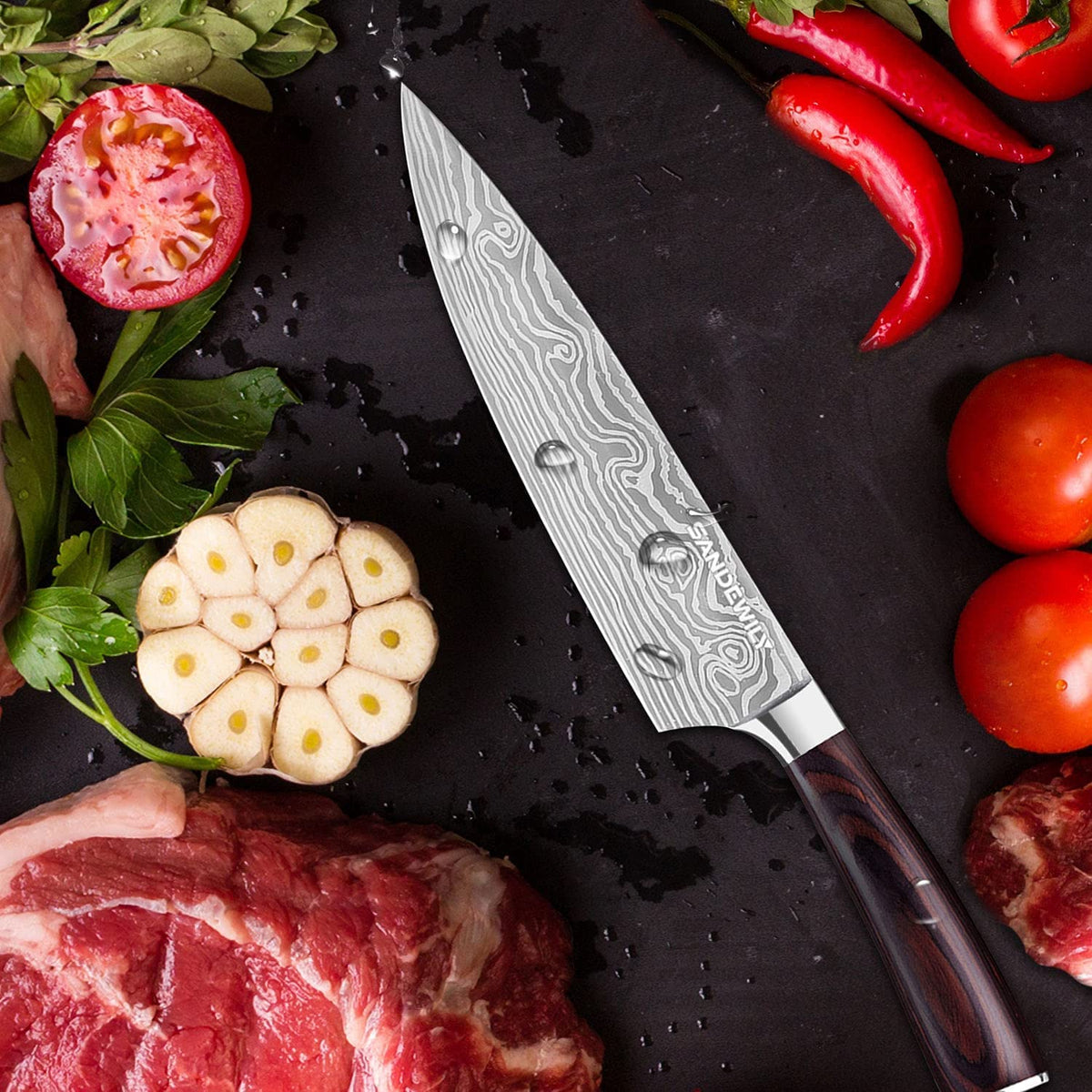 SANDEWILY knife with sheath for safe storage and transport.
