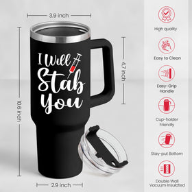 Close-up of the 40oz stainless steel insulated tumbler’s durable finish