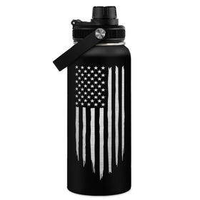SANDJEST American Flag 32oz bottle front view for on-the-go hydration during workouts.