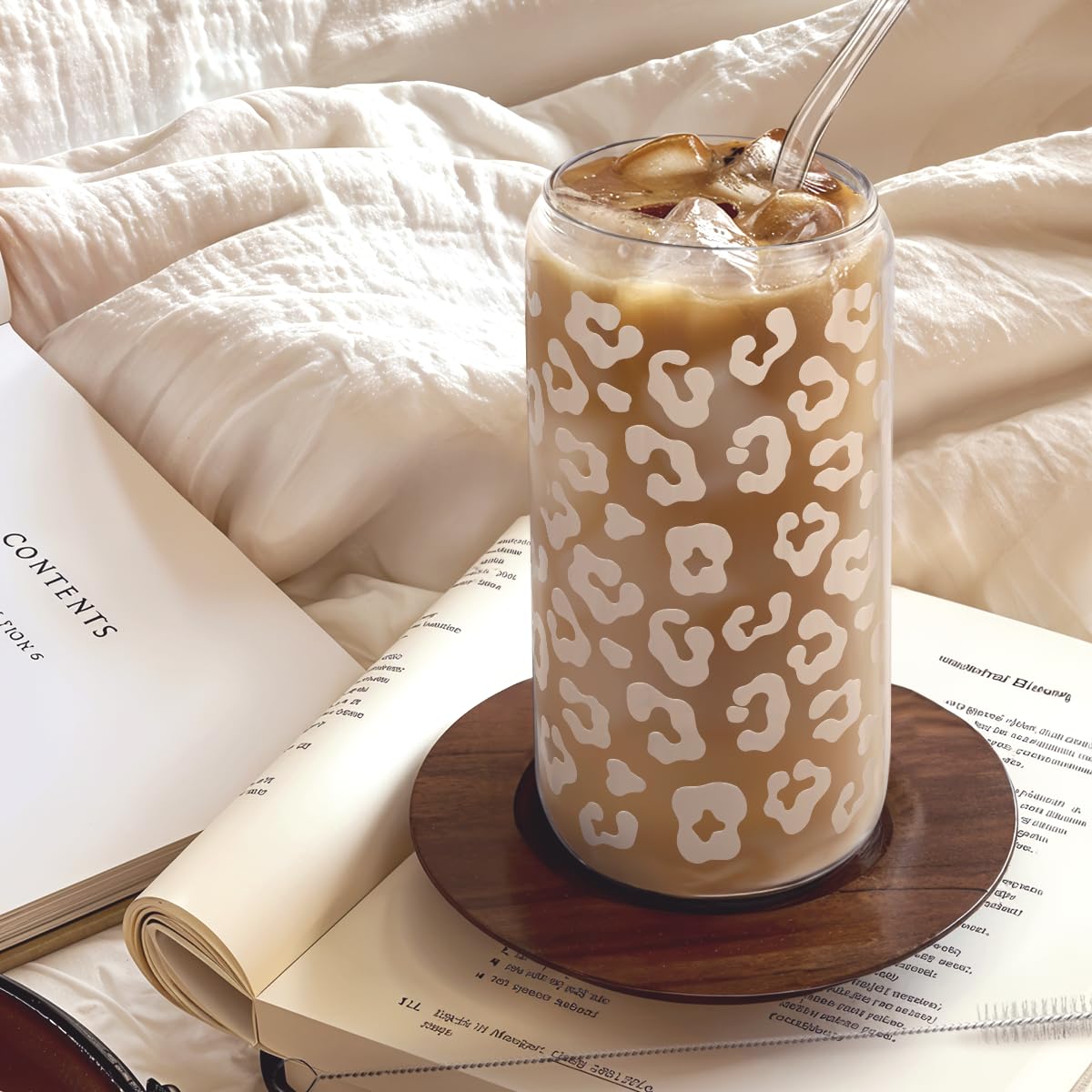 SANDJEST glass cup includes reusable straw and bamboo lid for eco-friendly everyday use