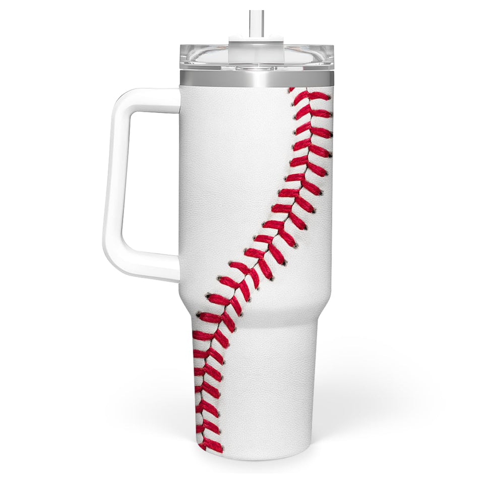 SANDJEST baseball tumbler with handle for easy portable hydration on the go