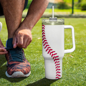 SANDJEST baseball tumbler suitable for gym, office, or travel use cases