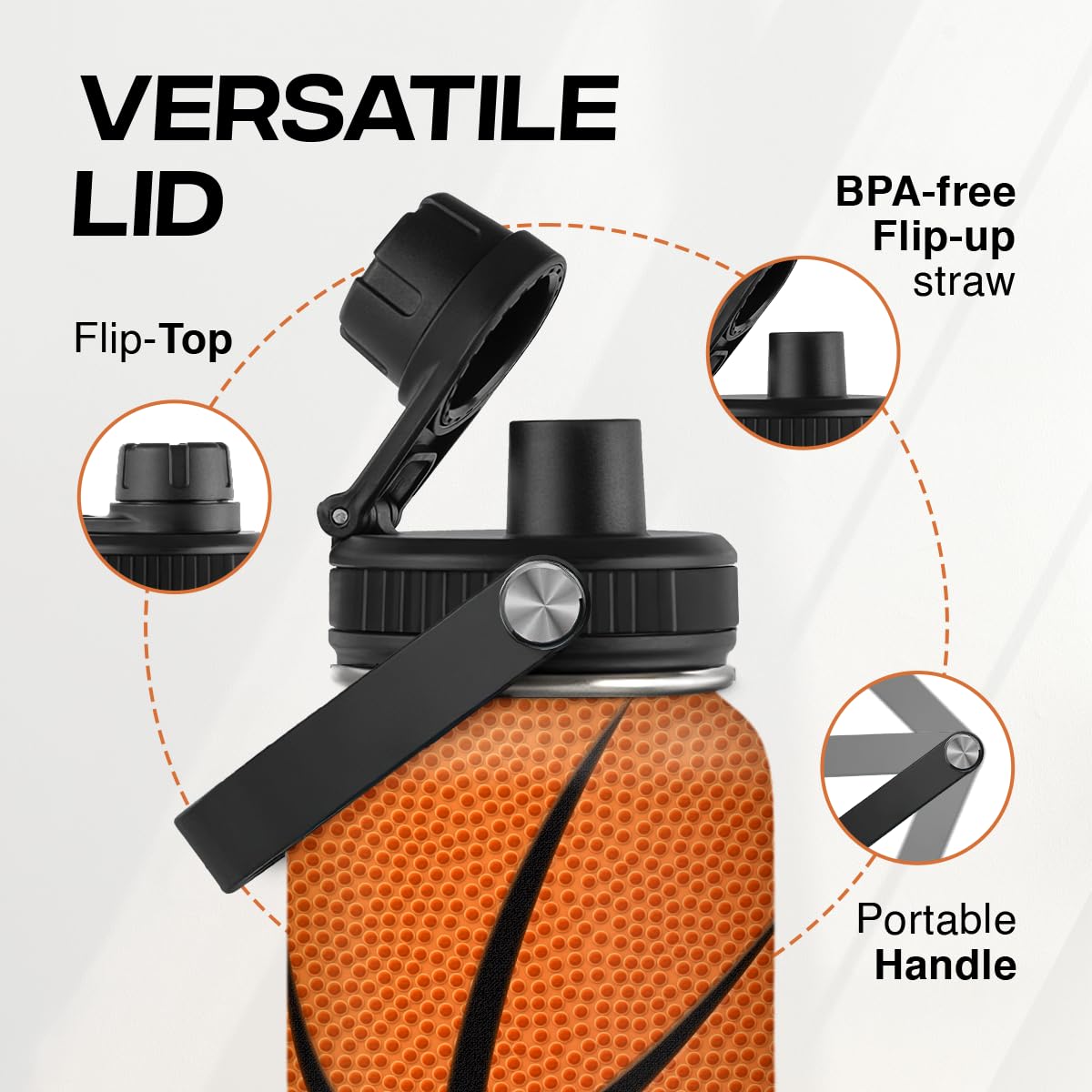 SANDJEST basketball bottle on gym bag shows portable hydration for training