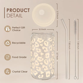 SANDJEST beige leopard-print cup with lid keeps drinks secure on the go