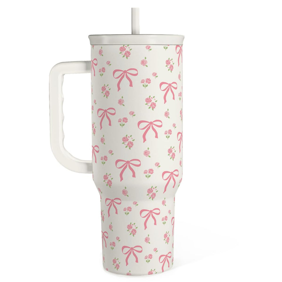 SandJest Bow 40oz tumbler with handle for on-the-go hydration
