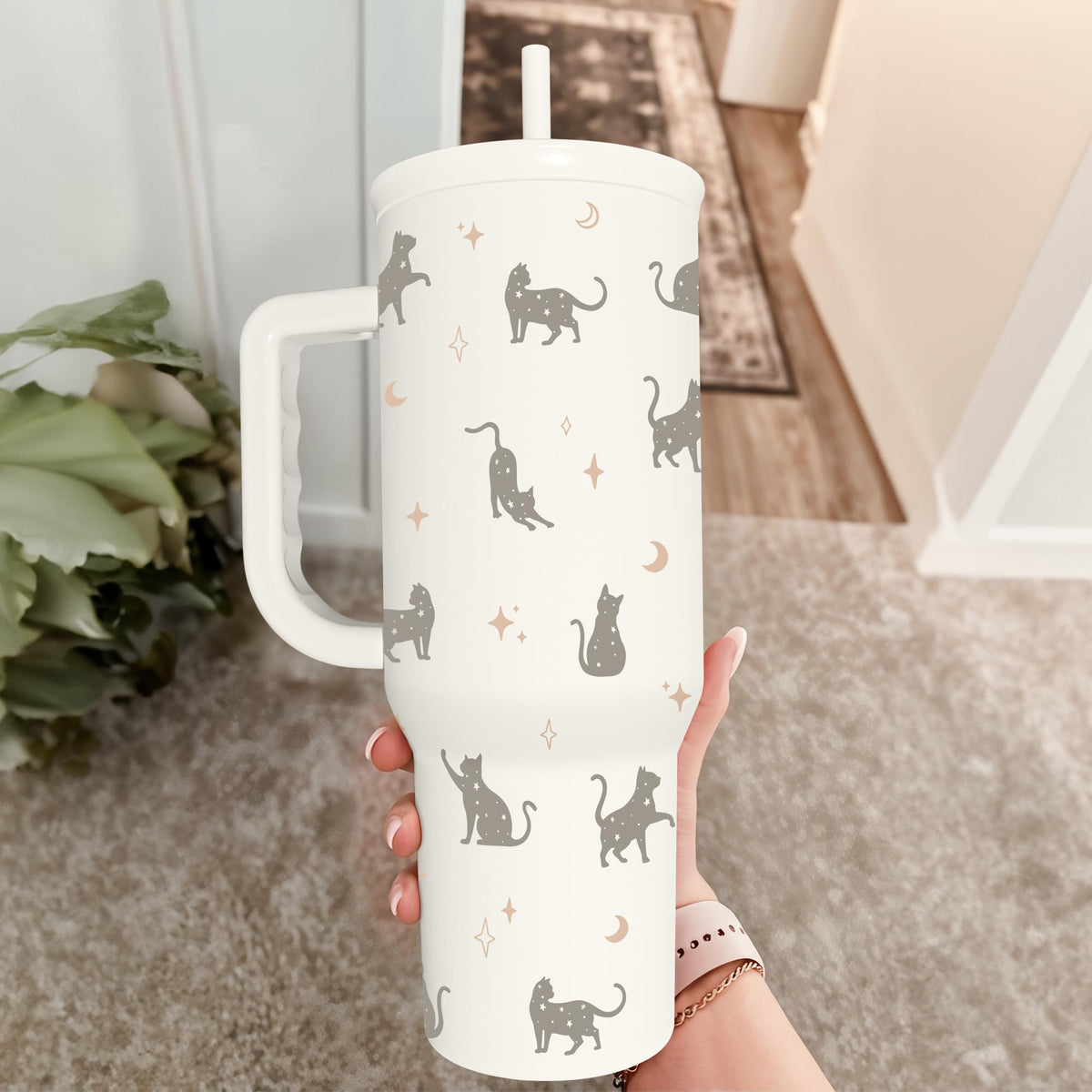 SANDJEST cat mom 40oz tumbler with design options to fit personal style.
