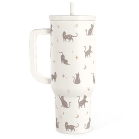 SANDJEST cat mom 40oz tumbler with handle and straw for easy daily hydration.