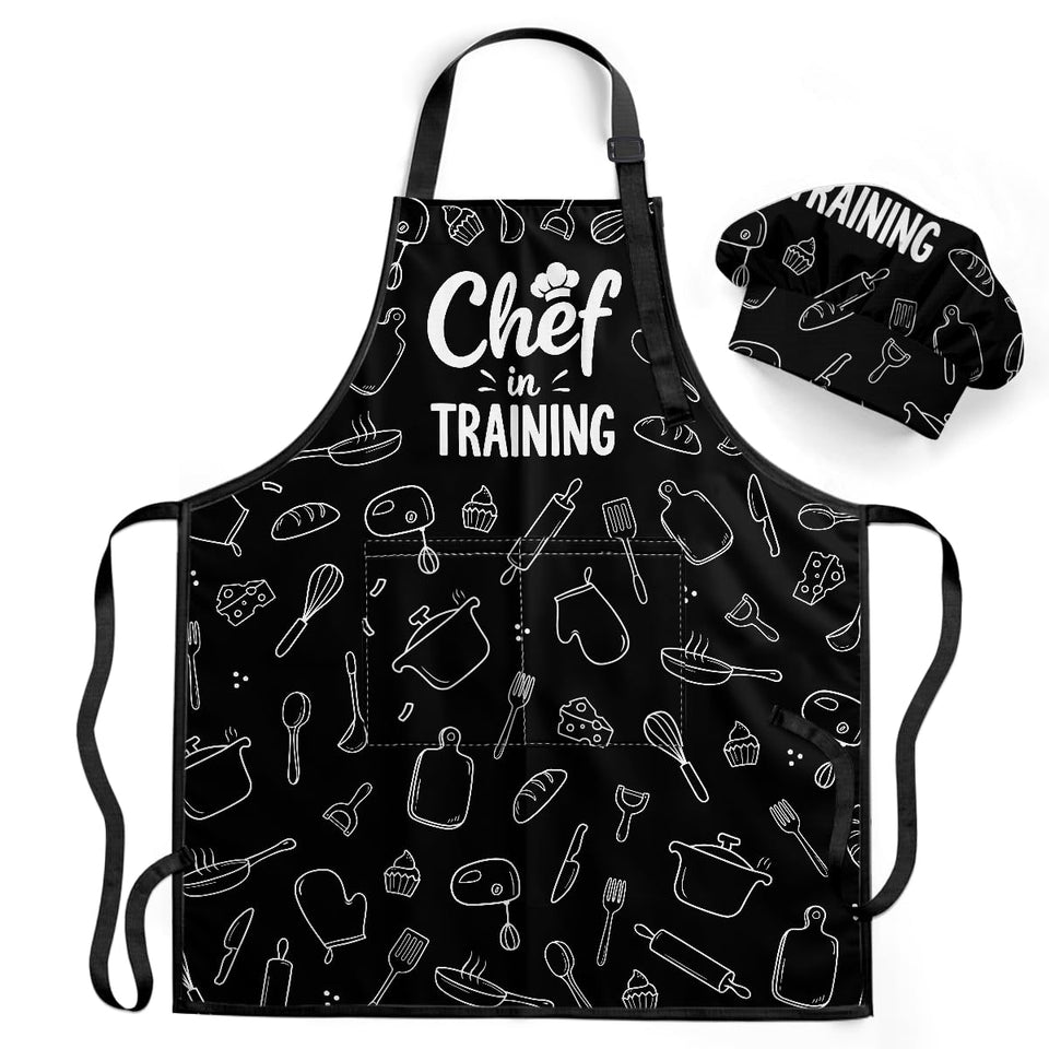 SANDJEST Chef in Training apron with pocket for kids, ready for cooking activities
