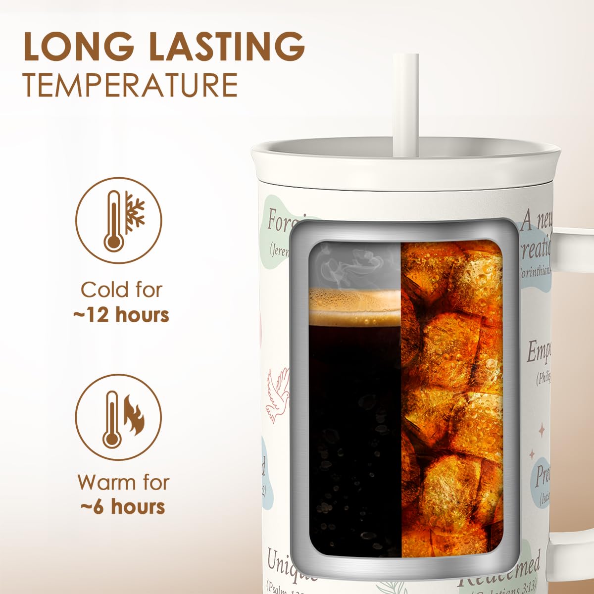 SANDJEST Christian gift tumbler offers a thoughtful birthday or holiday keepsake.