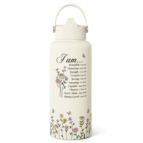 SANDJEST Christian Inspiration bottle 32oz with lid and straw for on-the-go hydration