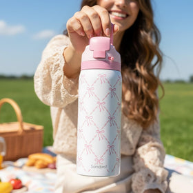 SANDJEST Coquette Bow bottle fits most cup holders and backpack pockets