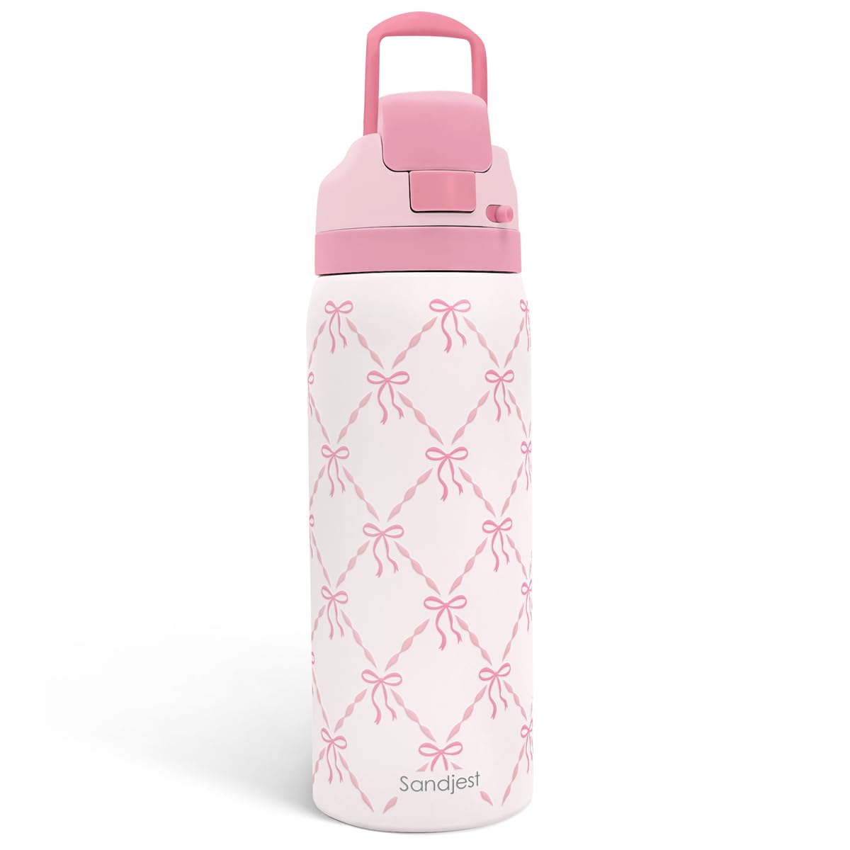SANDJEST Coquette Bow pattern closeup showcases a cheerful design for daily hydration