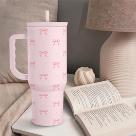 SANDJEST Coquette Bow tumbler outdoors for versatile use