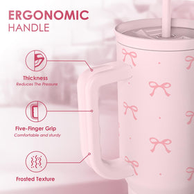 SANDJEST Coquette Bow tumbler lid detail highlights secure cap