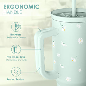 SANDJEST Daisy insulated stainless steel keeps drinks cold or hot.