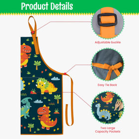 SANDJEST Dinosaur Kid Apron protects clothes during baking and crafting
