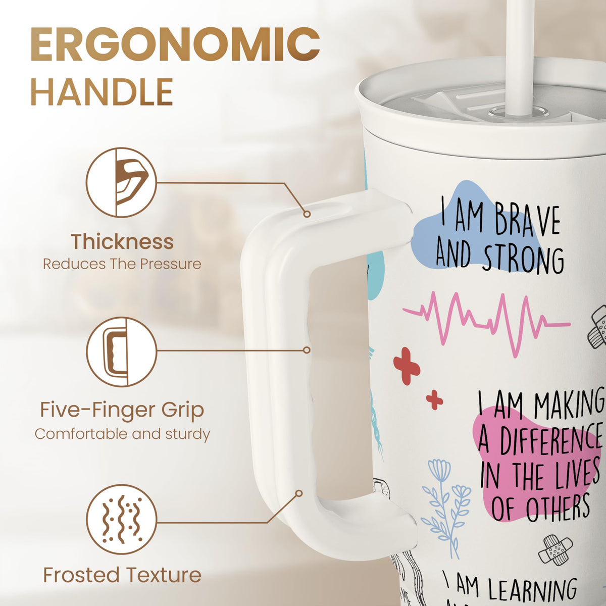Sandjest double-wall stainless steel tumbler 40oz preserves temperature on commutes.