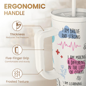 Sandjest double-wall stainless steel tumbler 40oz preserves temperature on commutes.