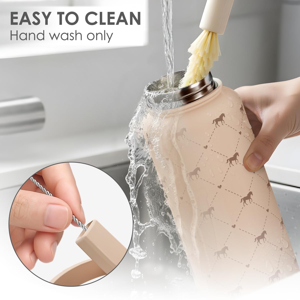 SANDJEST ergonomic design bottle fits easily in hand and cup holder.