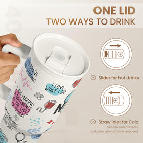 Sandjest ergonomic handle tumbler easy to carry at work, gym, or travel.