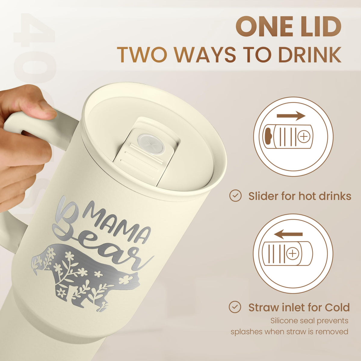 SANDJEST Gift for Mom 40oz tumbler suits holidays and birthdays