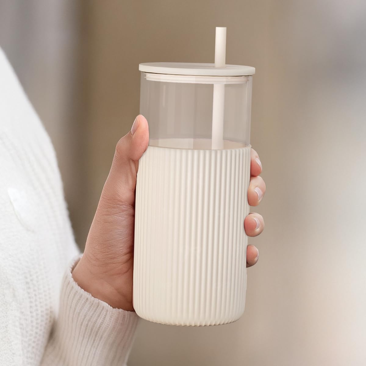 SANDJEST glass surface catches light for a modern look.