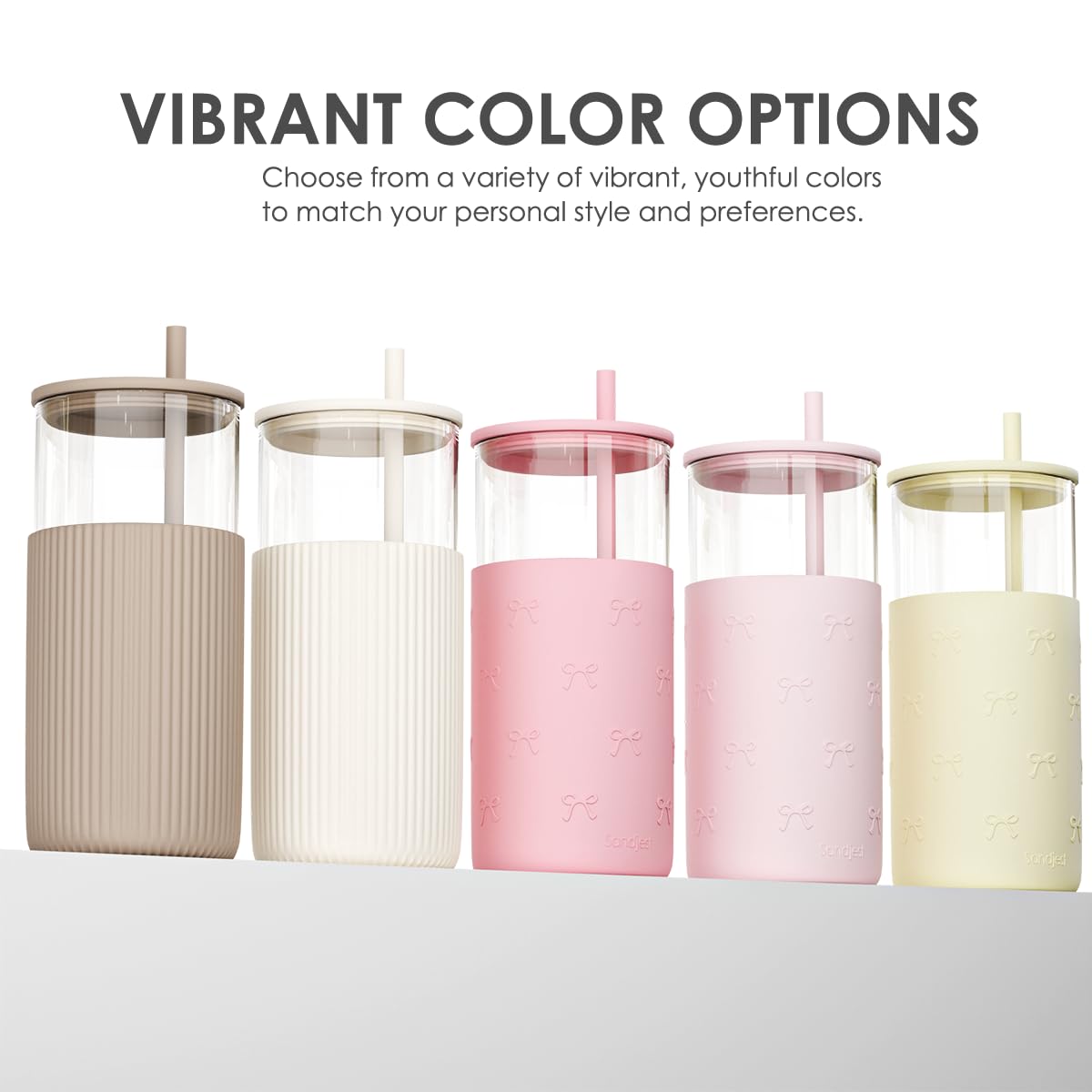 SANDJEST cream tumbler ready for bag travel and spill-free use.
