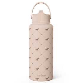SANDJEST horse lover bottle 32oz with straw keeps drinks refreshing during rides.