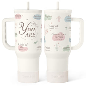 SANDJEST Inspiration tumbler with handle and straw for on-the-go hydration.