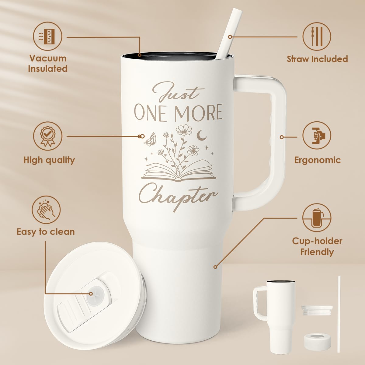 SANDJEST just-one-more-chapter-tumbler-handle is ideal for long reading sessions.