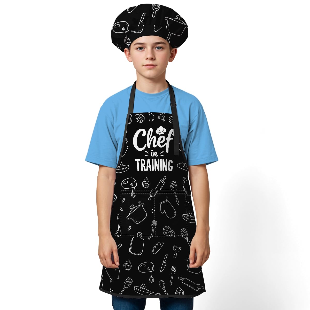 SANDJEST kids apron with adjustable neck strap for a comfortable fit